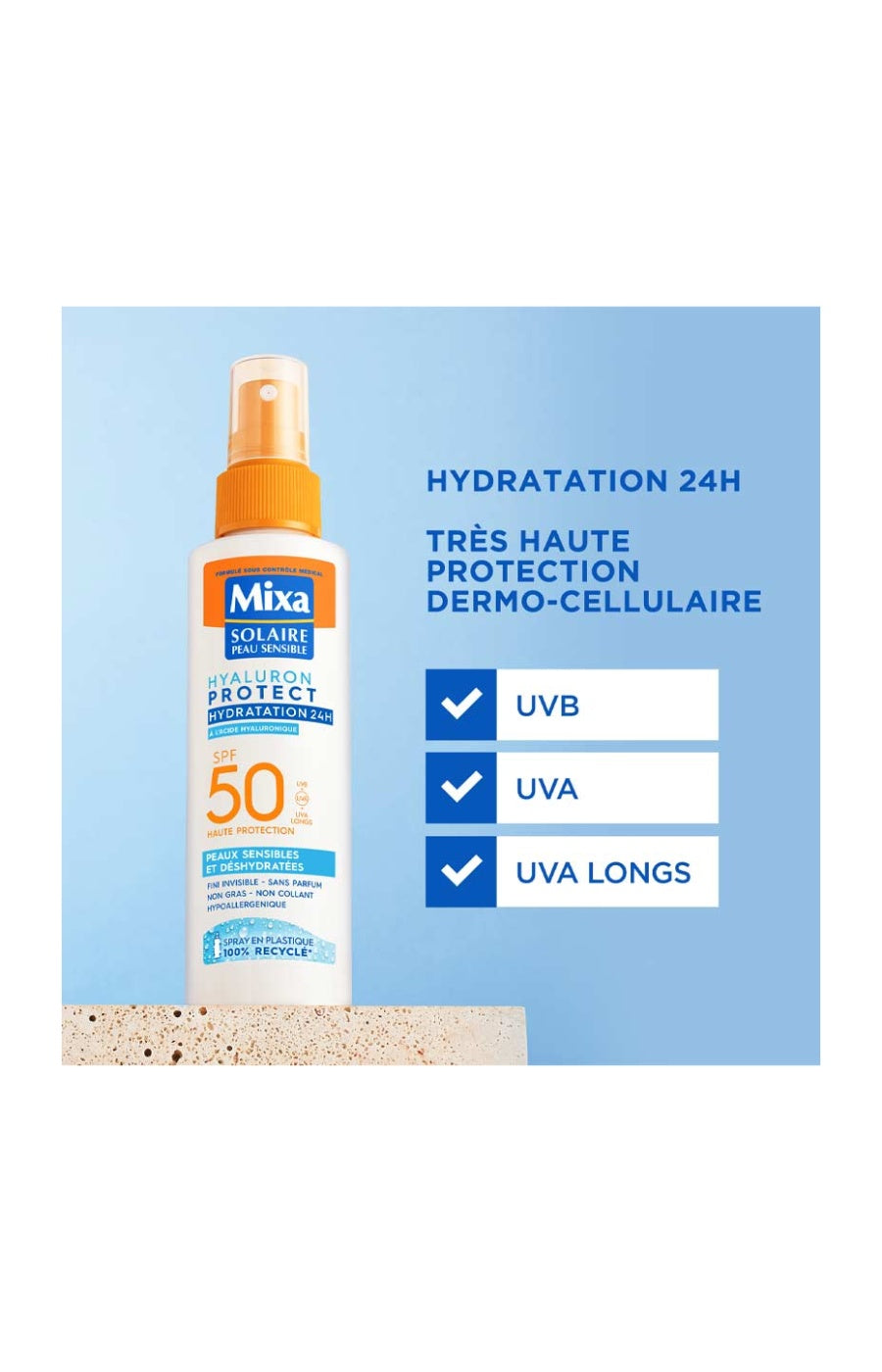 Crème solaire SPF 50+ - Hyaluron Protect - Peaux sensibles - 150 ml