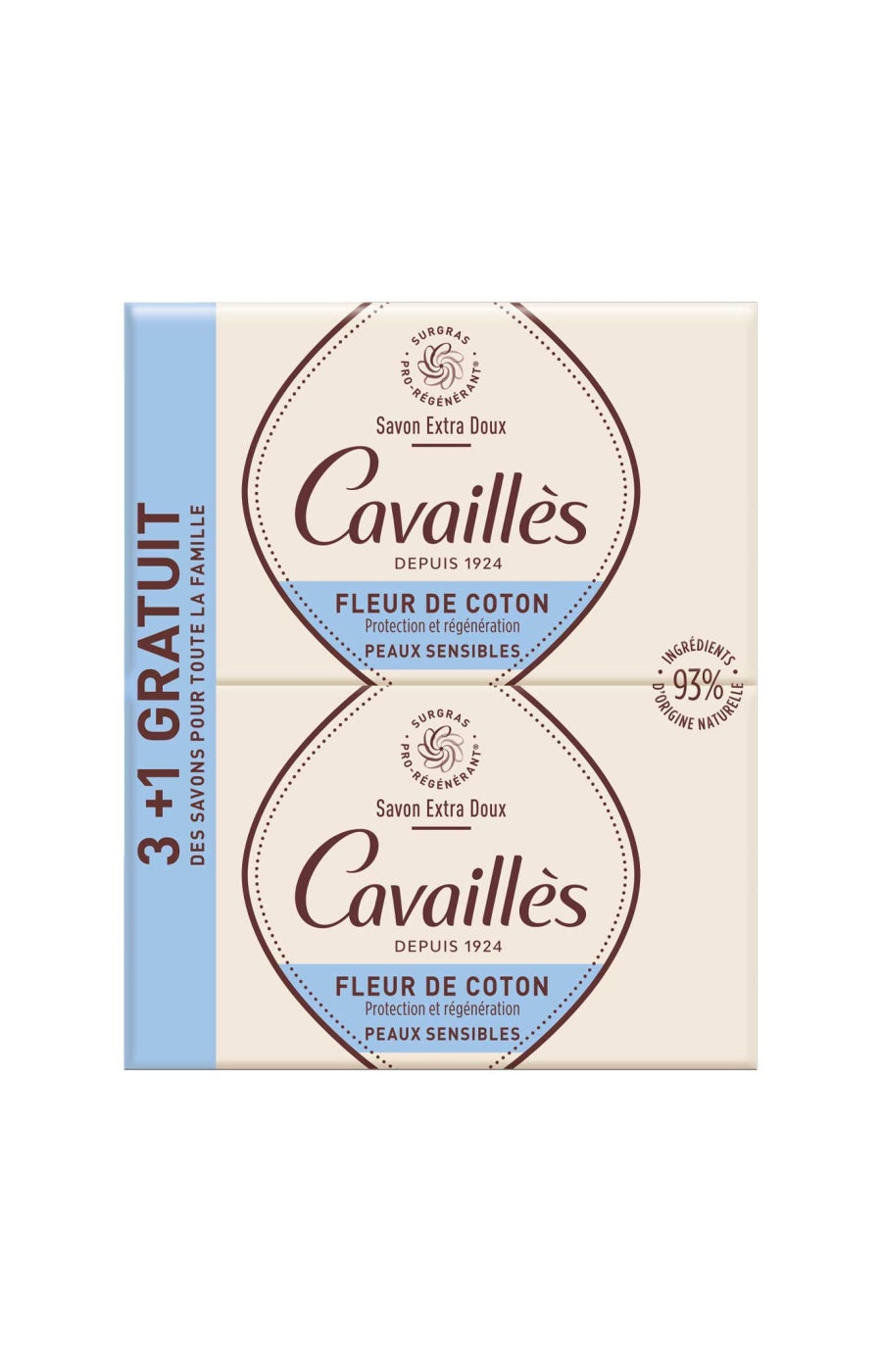 Rogé Cavaillès - Savons solides - Fleur de coton - 4 x 250 g