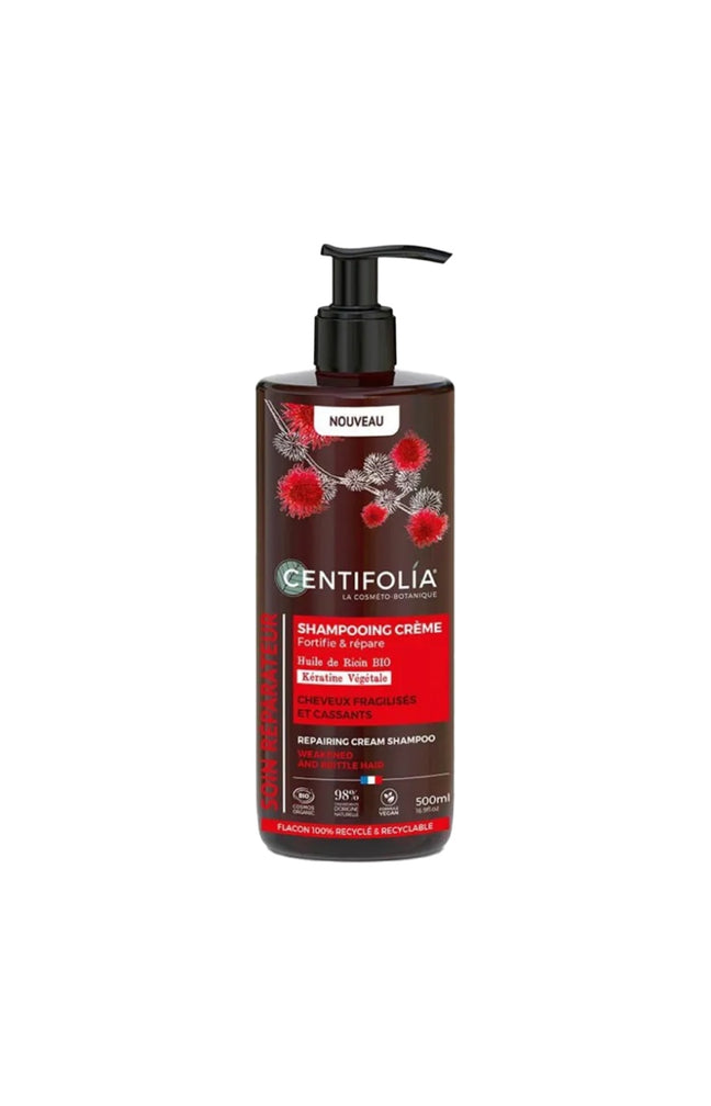 Shampoing crème réparateur bio - Huile de ricin - Cheveux fragilisés & cassants - 500 ml