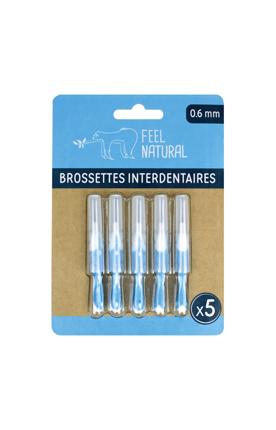 Brossettes interdentaires 0,6 mm - Bambou & nylon recyclable - 5 unités