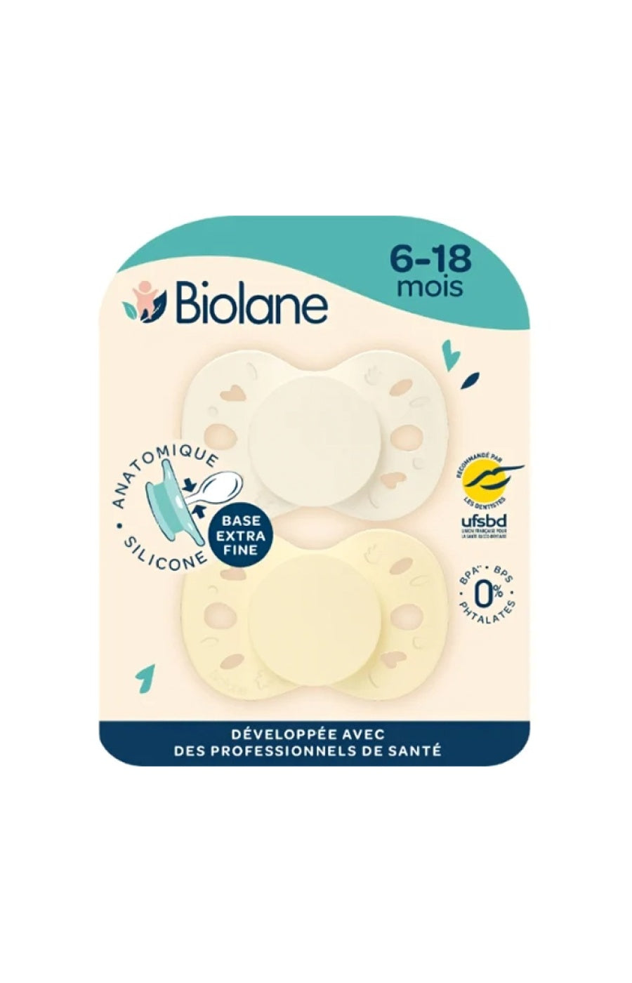 Tétines anatomiques - Essentielle - 6 à 18 mois - Jaune & beige