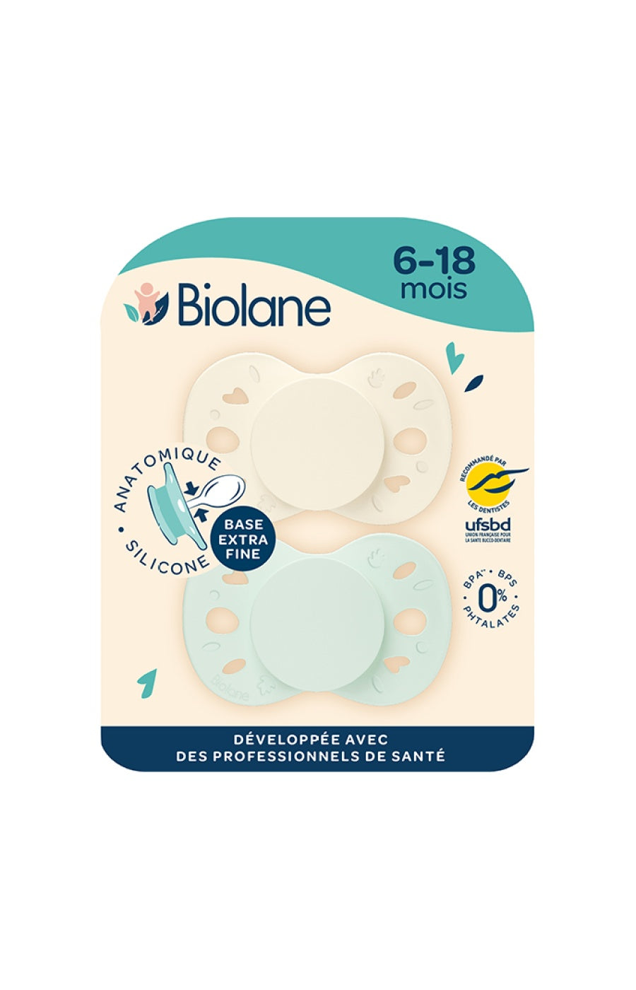 Tétines anatomiques - Essentielle - 6 à 18 mois - Vert & beige