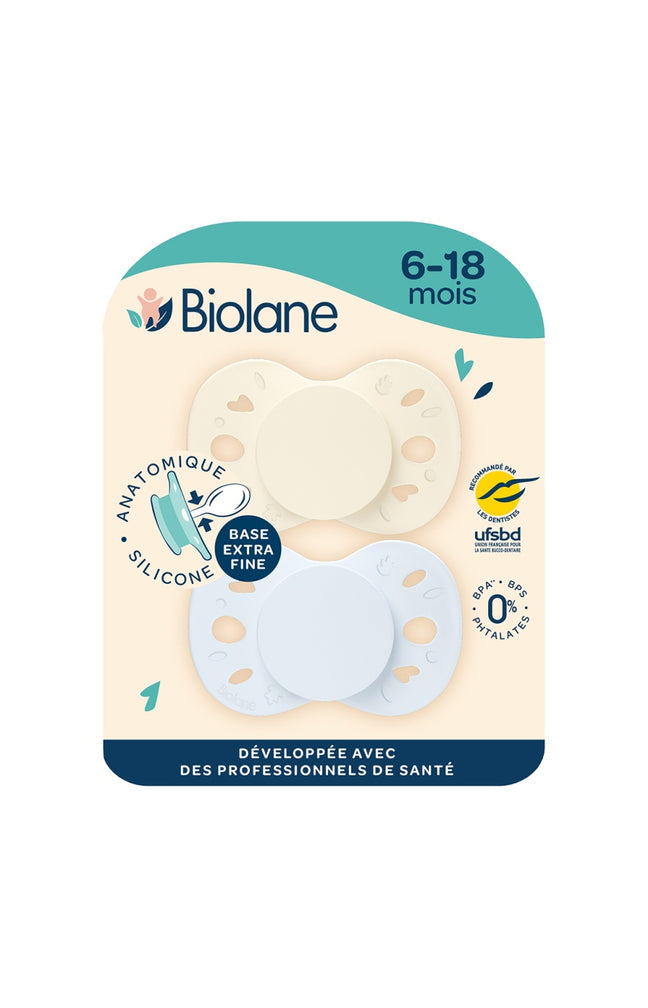 Tétines anatomiques - Essentielle - 6 à 18 mois - Bleu & beige