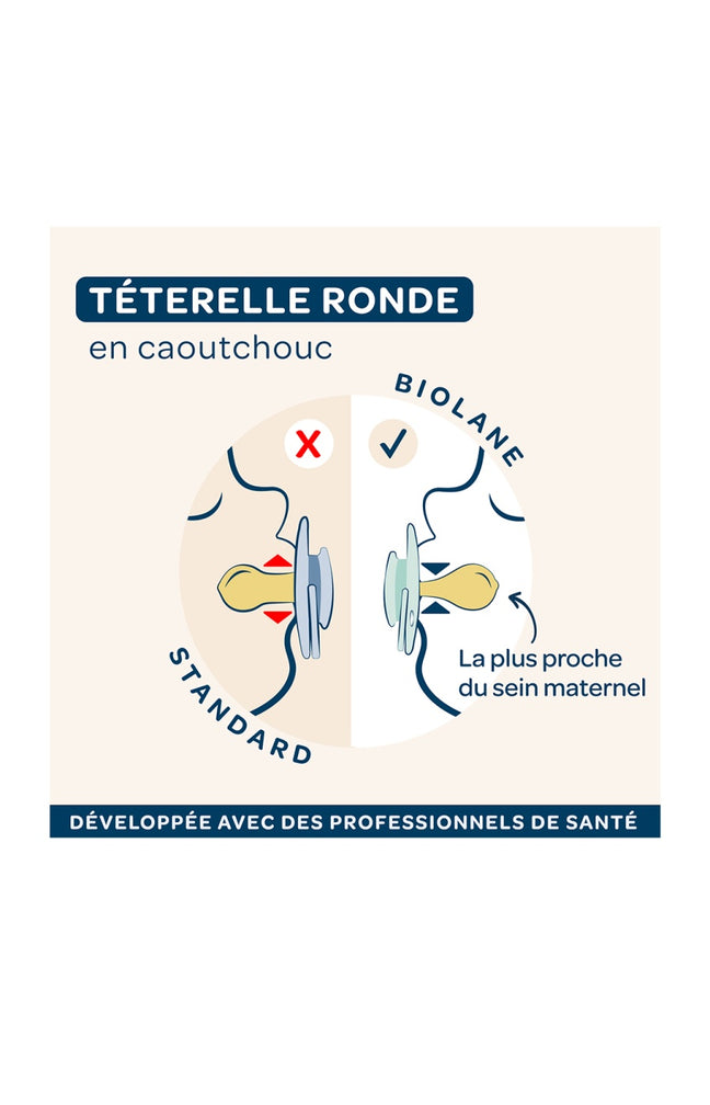 Tétines rondes - Originale - 0 à 6 mois - Bleu & beige