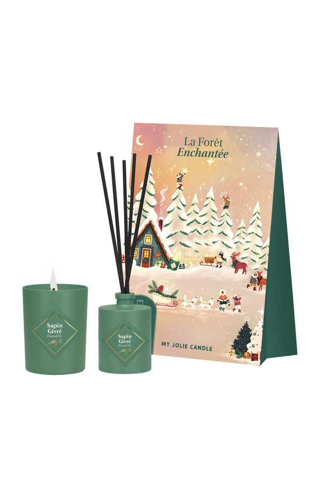 Coffret bougie & bouquet parfumés - La foret enchantée - Sapin givré