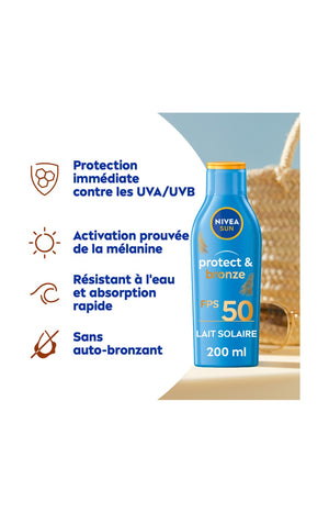 Lait solaire SPF50 - Protect & Bronze - Corps  - 200 ml
