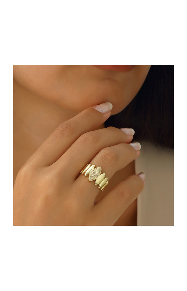 Bague ajustable dorée à l’or fin - Zircons