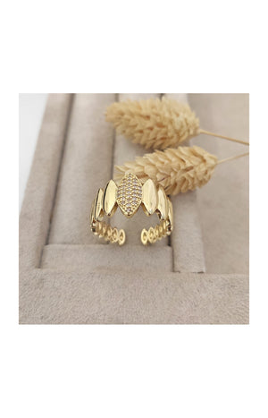 Bague ajustable dorée à l’or fin - Zircons