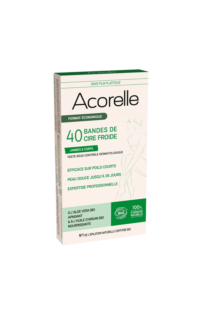 Bandes de cire froide bio - Aloe vera & huile d'argan - Corps - 40 bandes