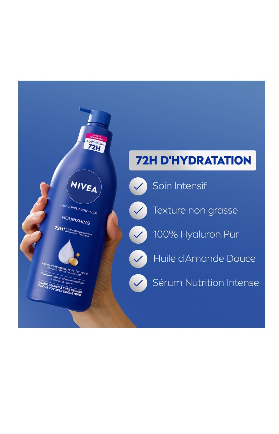 Lait corps - Hydratation intense - Huile d'amande douce - Peaux sèches - 400 ml