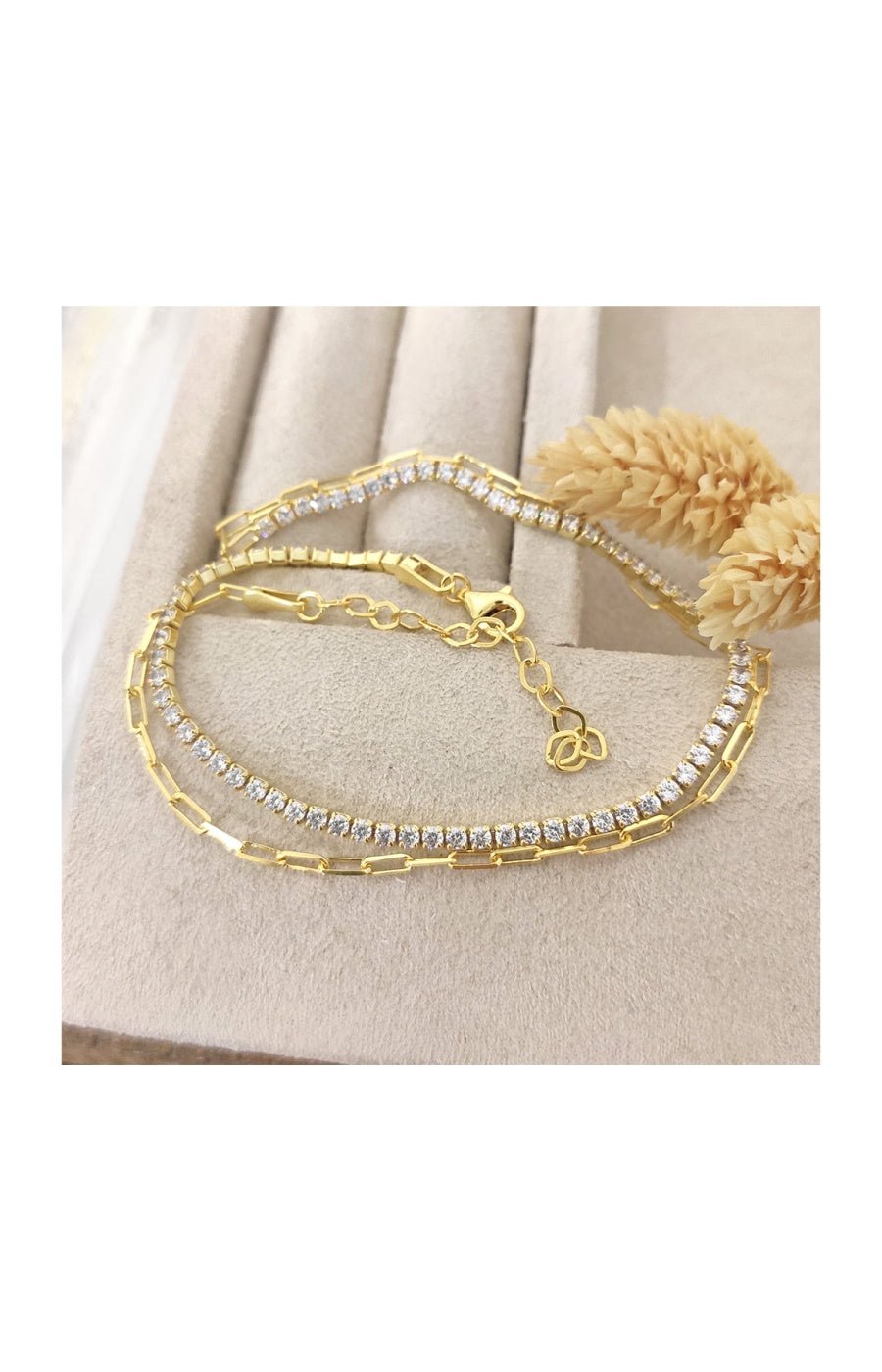 Bracelet double doré - Argent 925 & zircons