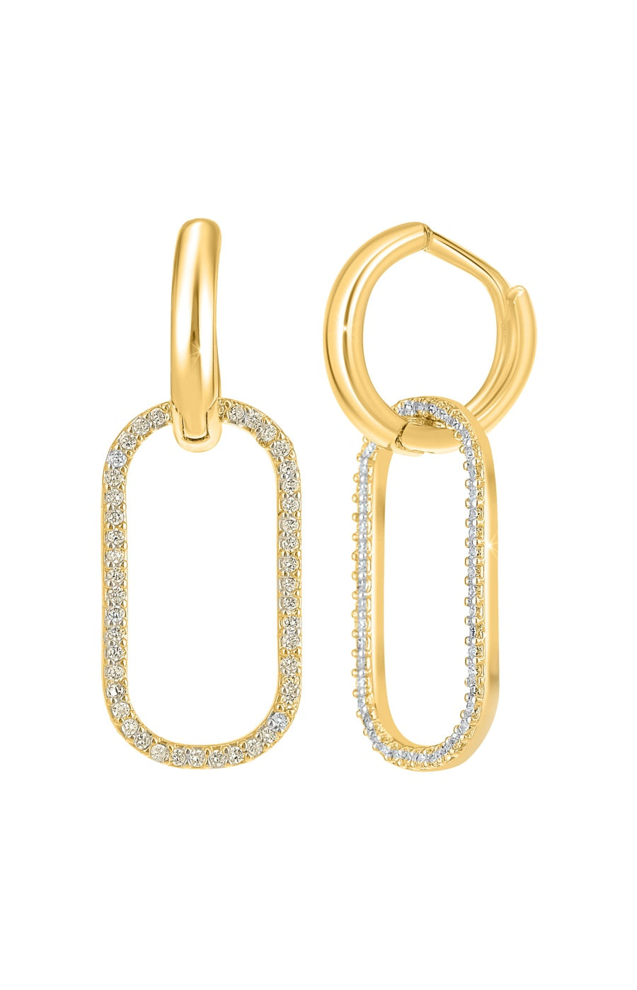 Boucles d'oreilles - Acier inoxydable & cristaux - Doré