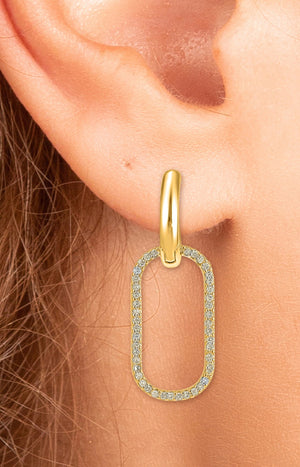 Boucles d'oreilles - Acier inoxydable & cristaux - Doré