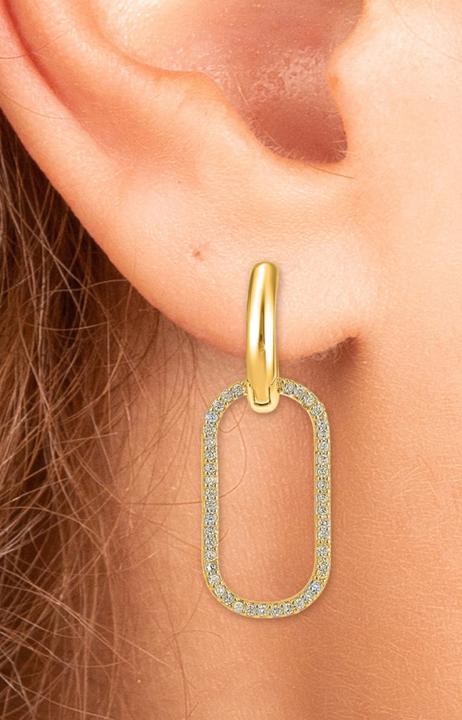 Boucles d'oreilles - Acier inoxydable & cristaux - Doré