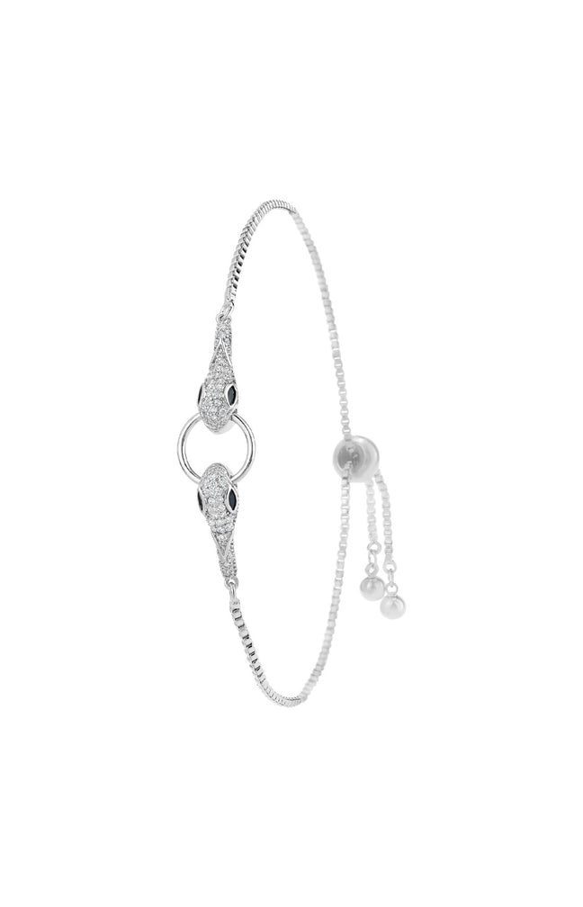 Bracelet - Acier inoxydable & zirconiums - Argenté