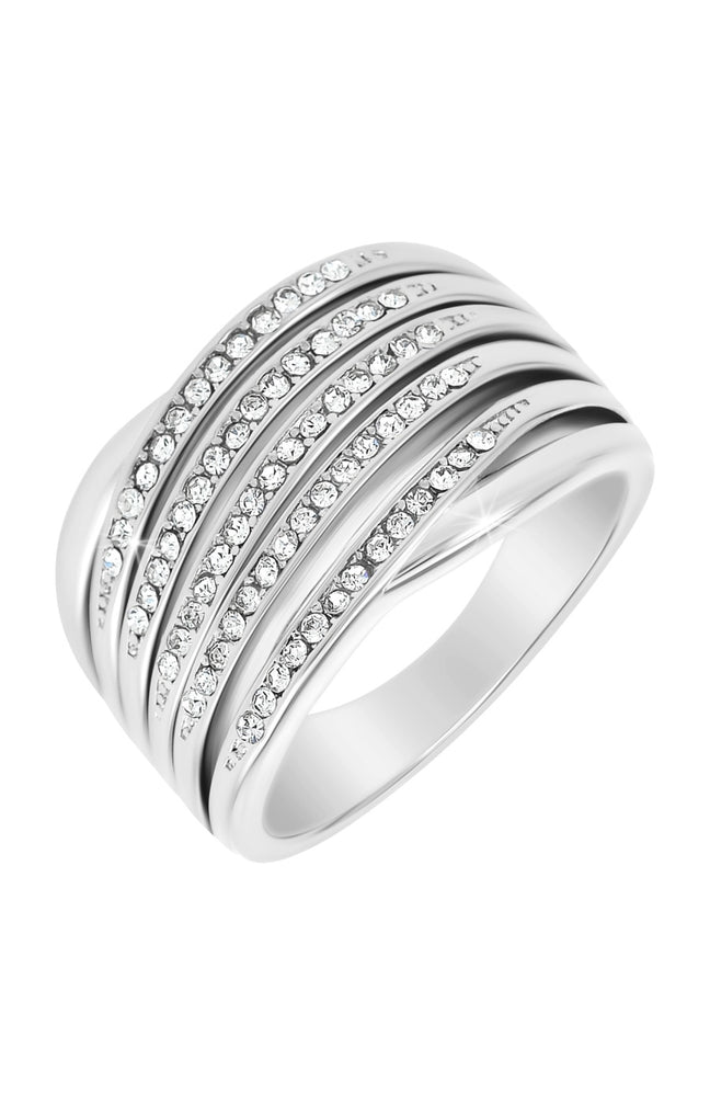 Bague - Acier inoxydable & zirconiums - Argenté
