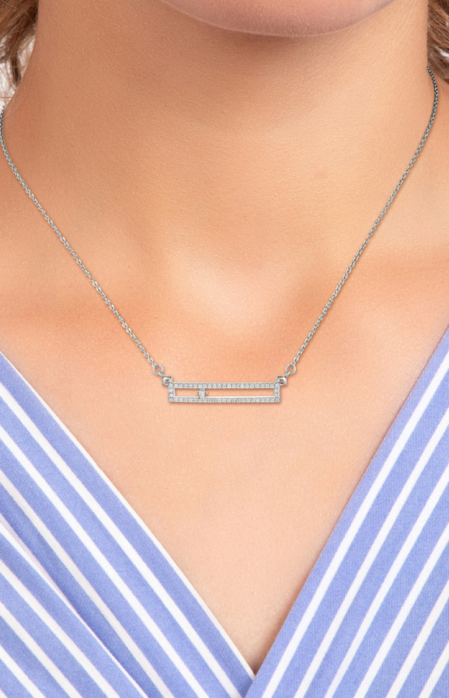 Collier - Acier inoxydable & diamant - Argenté