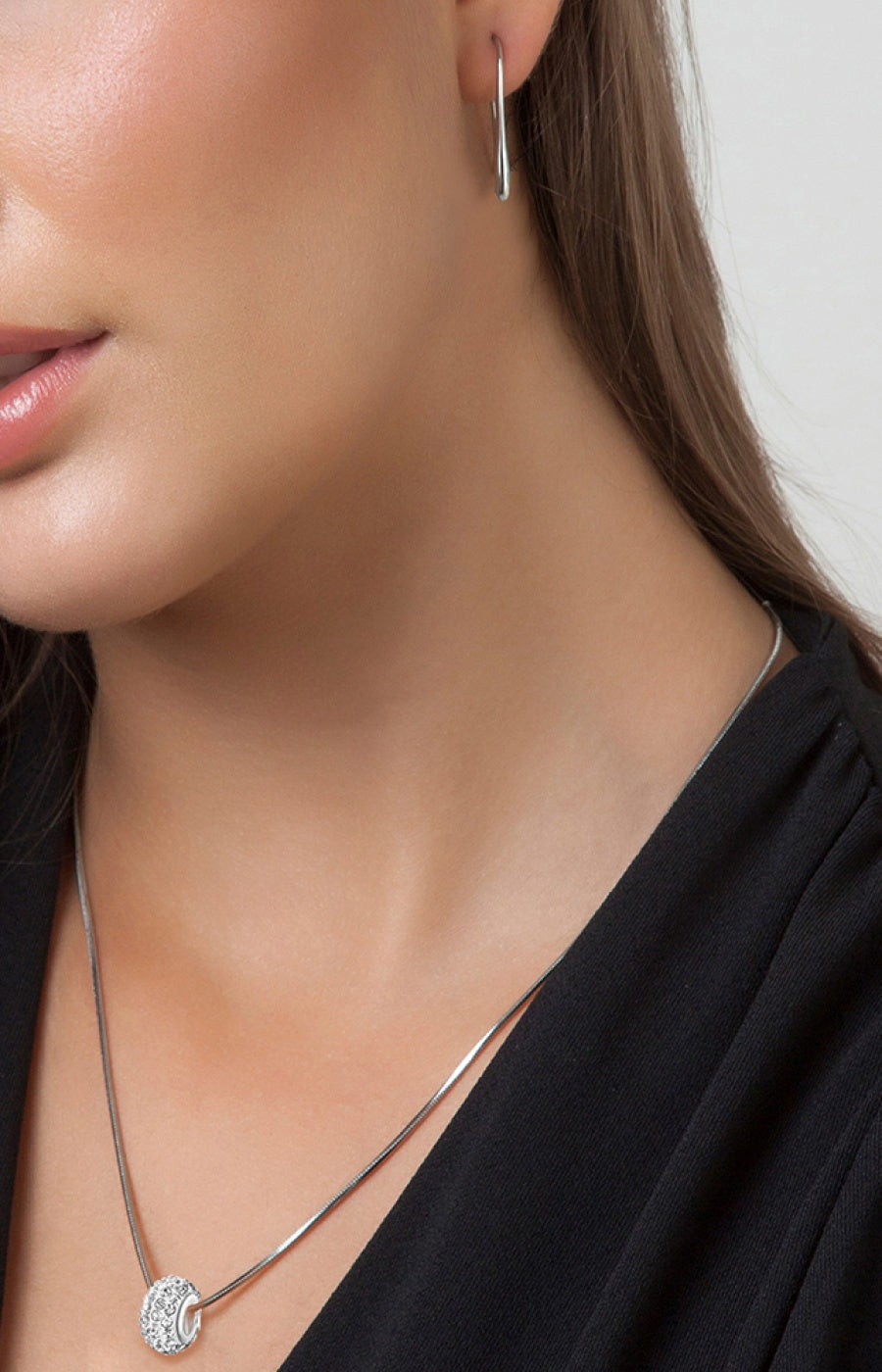 Collier - Acier inoxydable & cristaux - Argenté