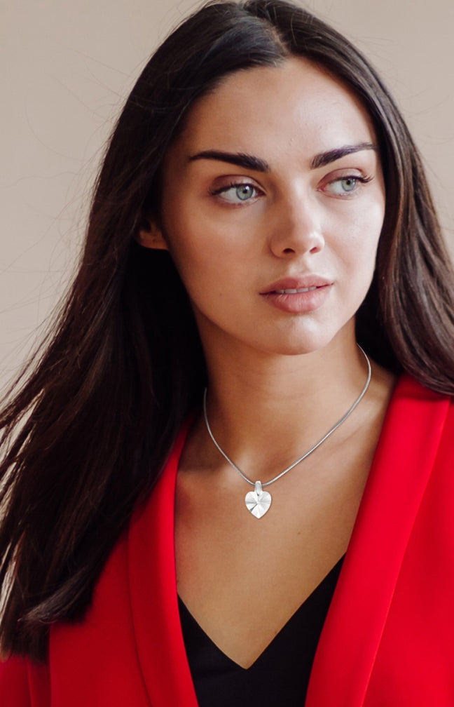 Collier - Acier inoxydable & cristal - Argenté