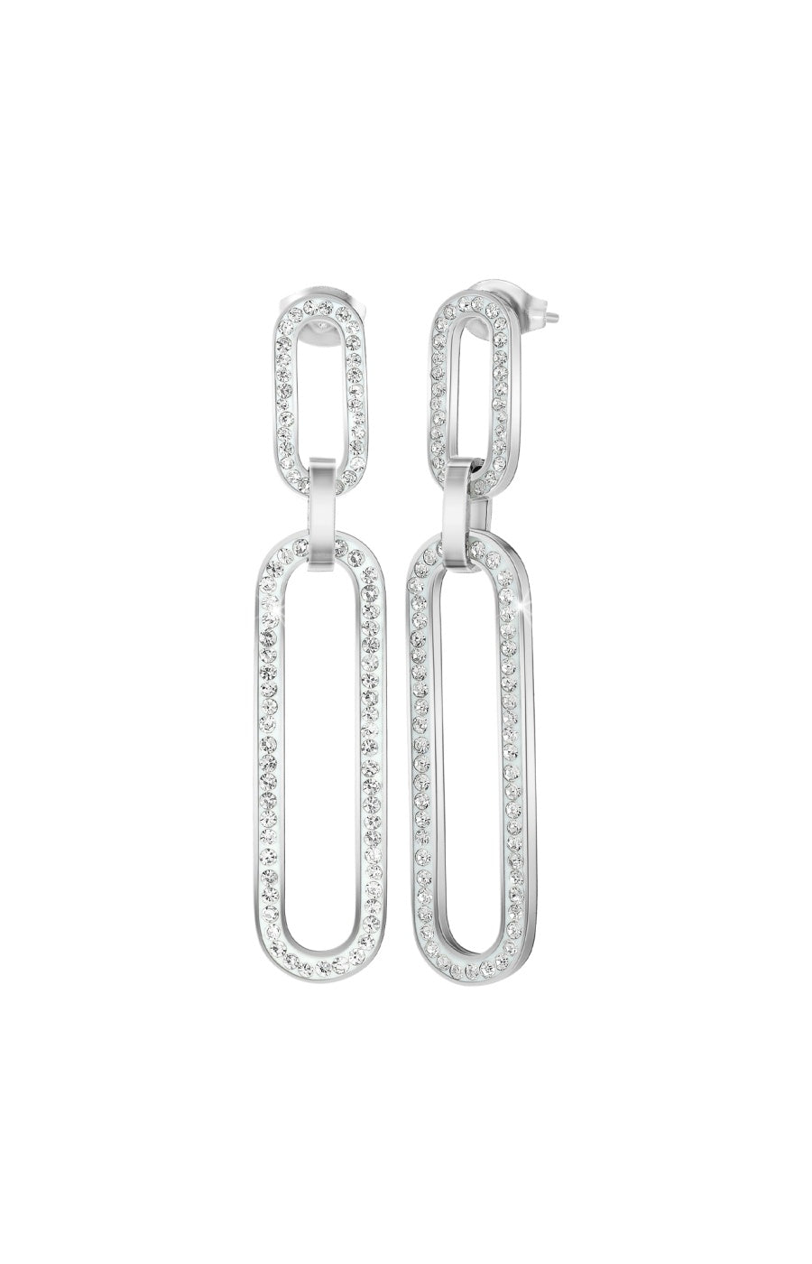 Boucles d'oreilles - Acier inoxydable & cristaux - Argenté