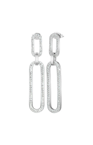 Boucles d'oreilles - Acier inoxydable & cristaux - Argenté