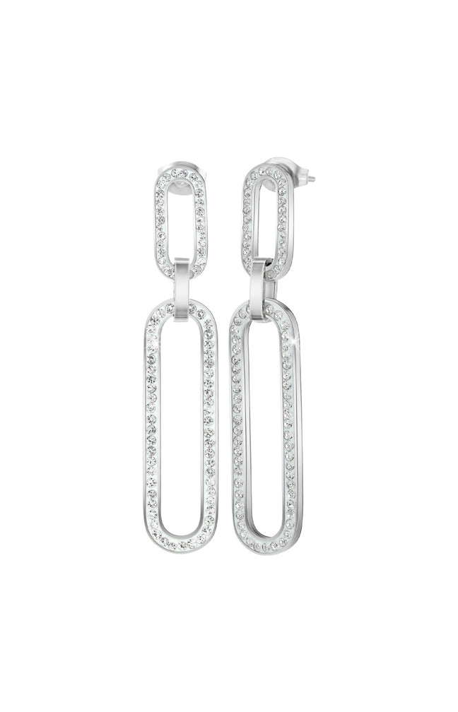 Boucles d'oreilles - Acier inoxydable & cristaux - Argenté