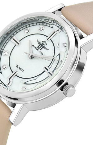 Montre - Laiton argenté & cristaux - 34 mm