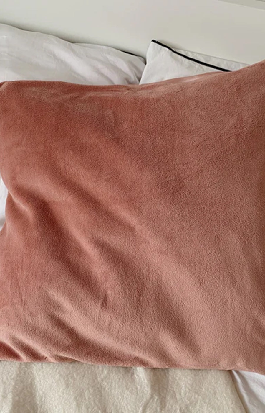 Taie d'oreiller rectangle en satin & microfibre - Rose