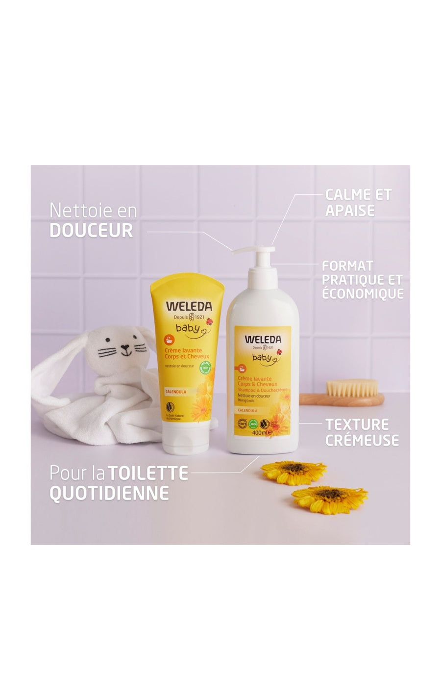 Crème lavante bio - Calendula - Bébé - 400 ml