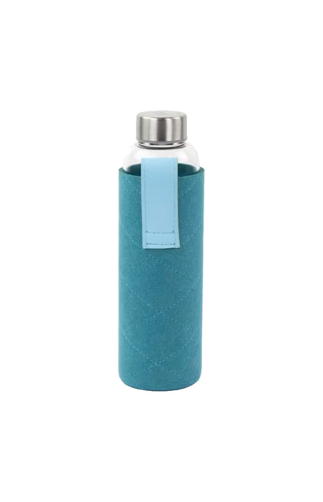 Bouteille en verre - Pochette feutrine - Bleu canard - 550 ml