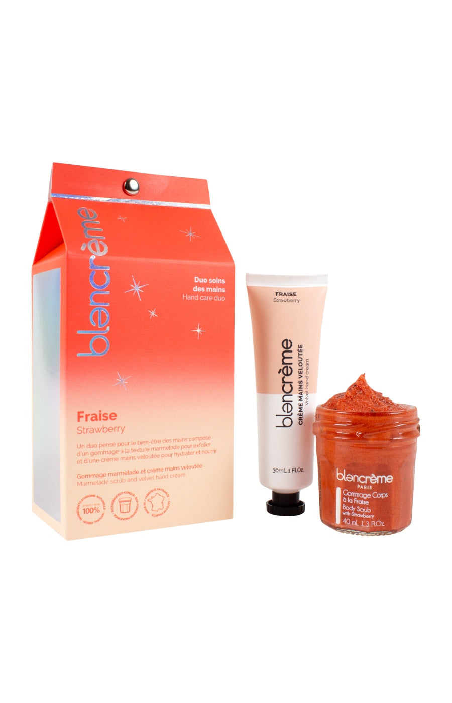 Coffret gommage & crème hydratante - Fraise - Mains