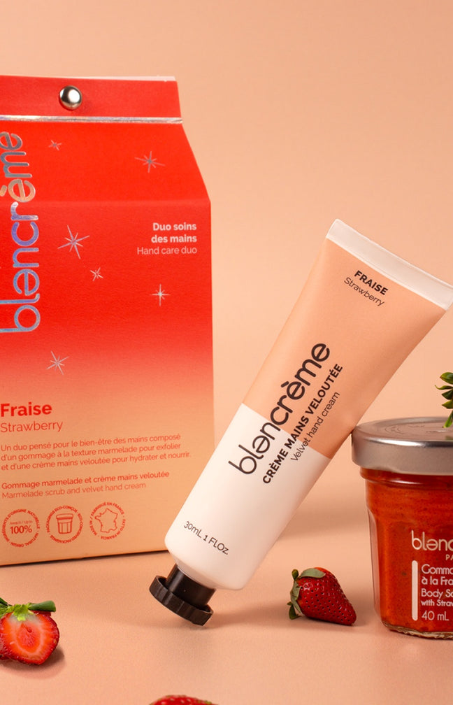 Coffret gommage & crème hydratante - Fraise - Mains