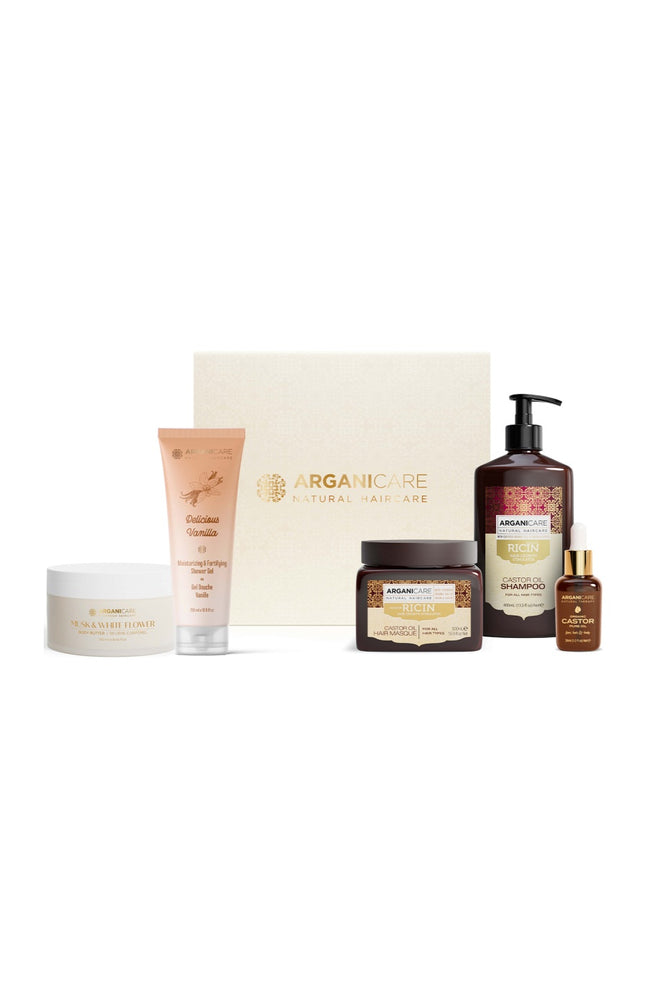 Coffret Pousse de Cheveux & Bien-Être – Huile de Ricin - 5 produits