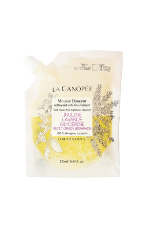 Eco-recharge mousse douceur nettoyante - Inuline, lavande, glycérine & petit grain - Visage - 250 ml