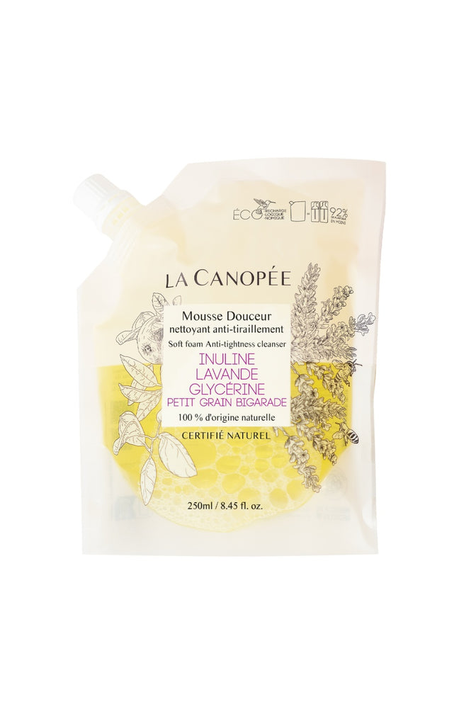 Eco-recharge mousse douceur nettoyante - Inuline, lavande, glycérine & petit grain - Visage - 250 ml