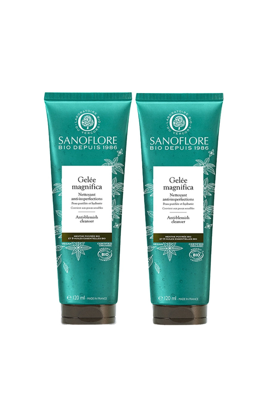 Pack gelée nettoyante bio - Magnifica - Acide salicylique - Peaux mixtes à grasses - 2 x 120 ml