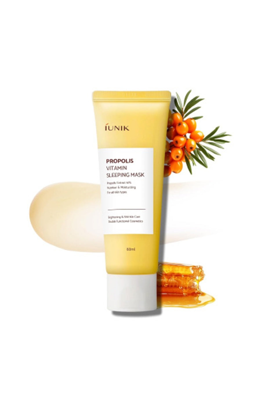 Iunik - Masque de nuit hydratant - Vitamines & propolis - Visage - 60 ml