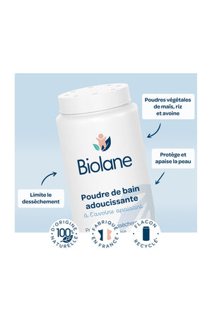 Poudre de bain adoucissante - Poudres de maïs, de riz & d'avoine - 75g