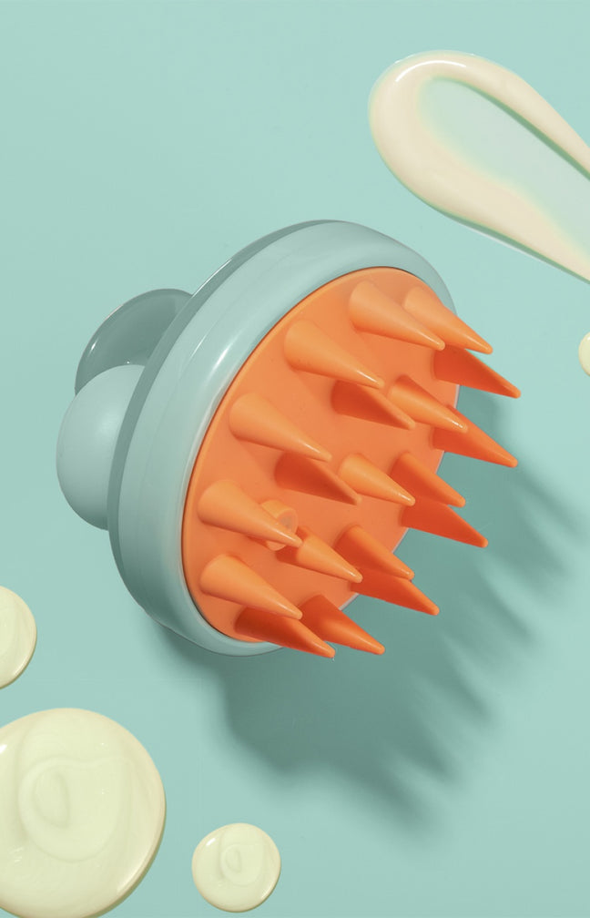 Brosse massante cuir chevelu - Bleu & orange
