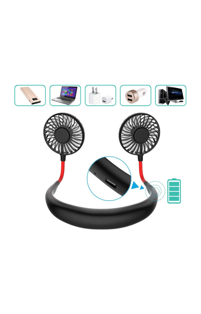 Mini ventilador dual diadema cuello con bateria recargable