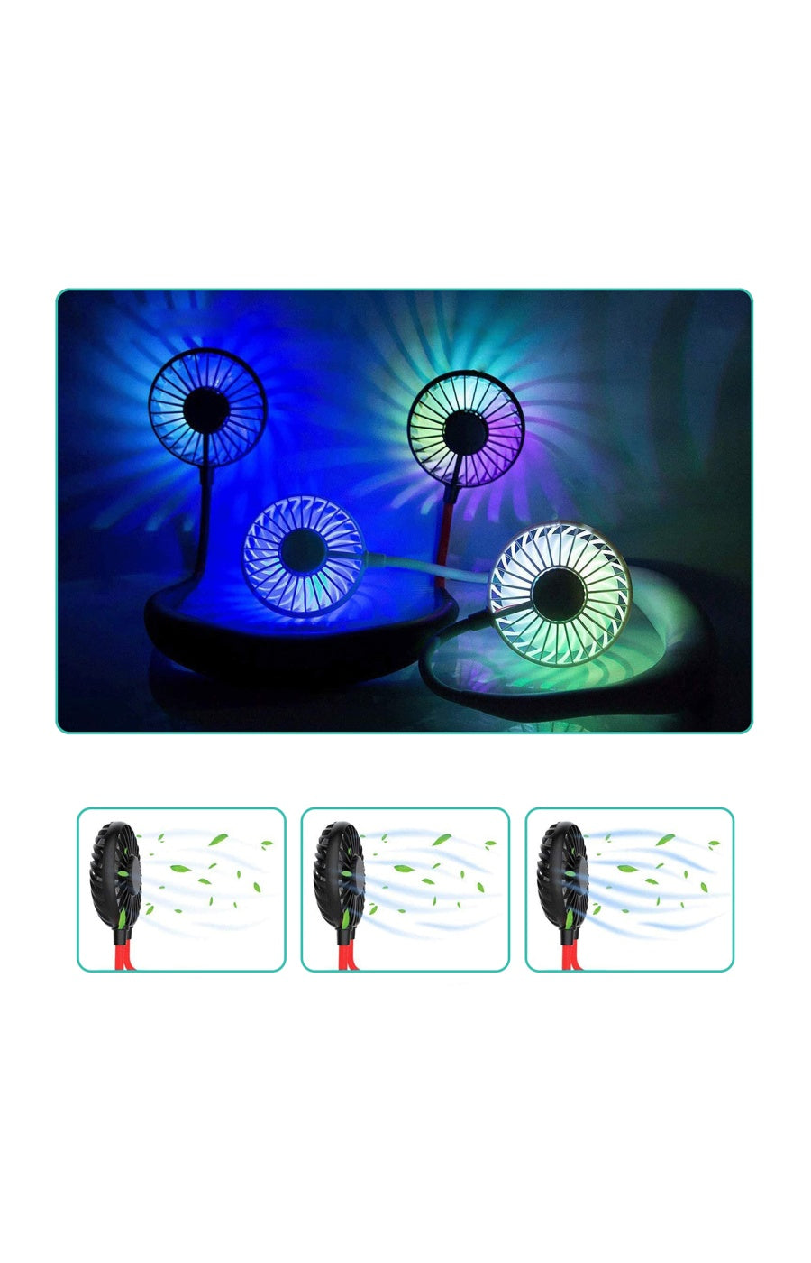 Mini ventilador dual diadema cuello con bateria recargable