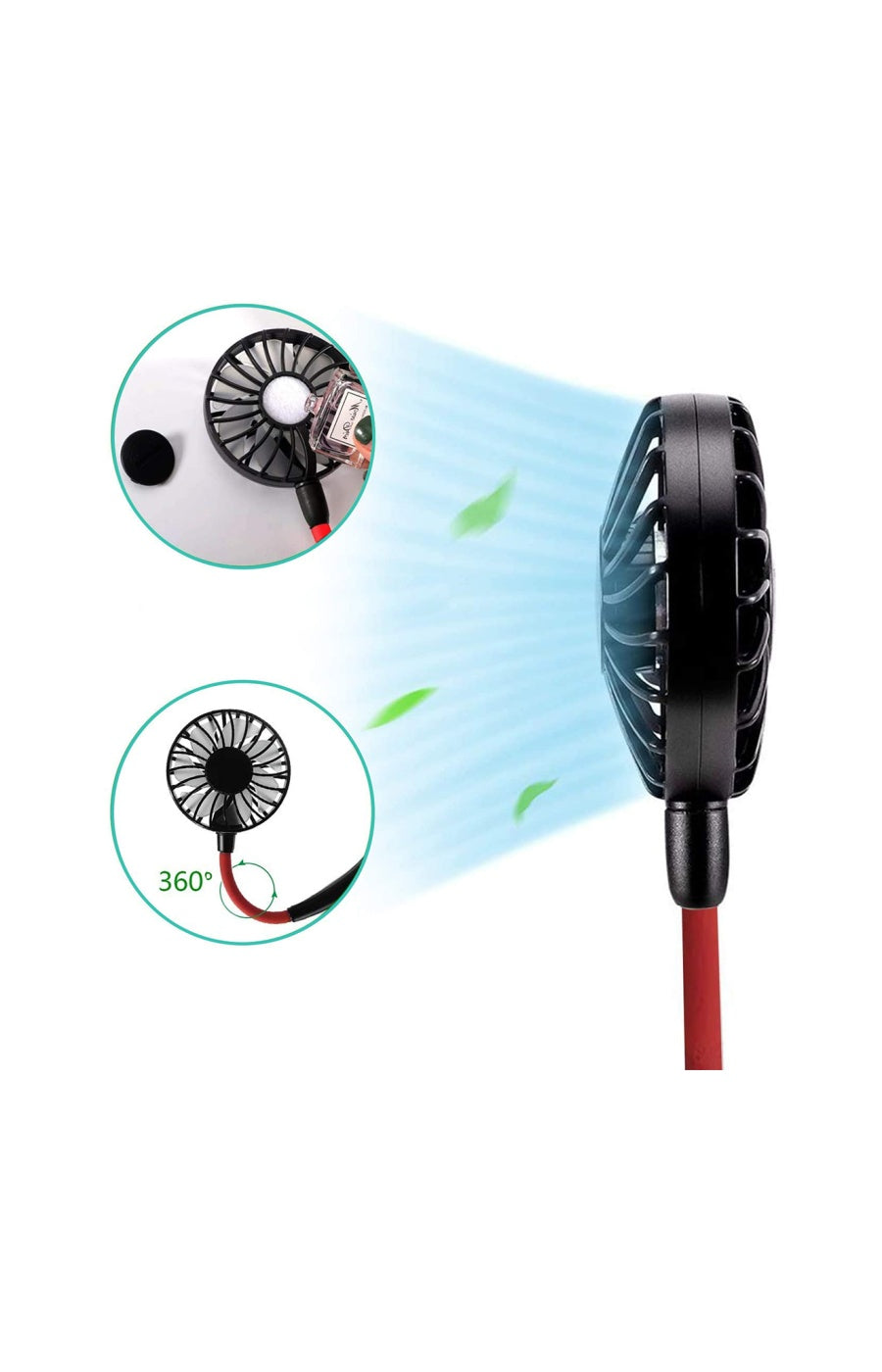 Mini ventilador dual diadema cuello con bateria recargable