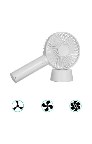 Mini ventilateur rechargeable avec support de table - Blanc