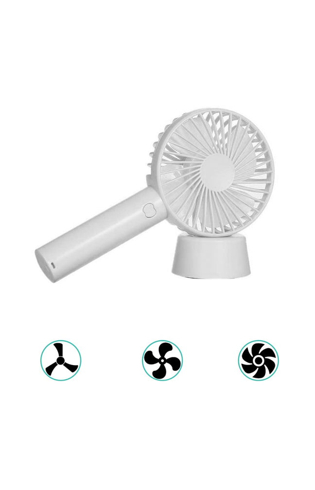 Mini ventilateur rechargeable avec support de table - Blanc