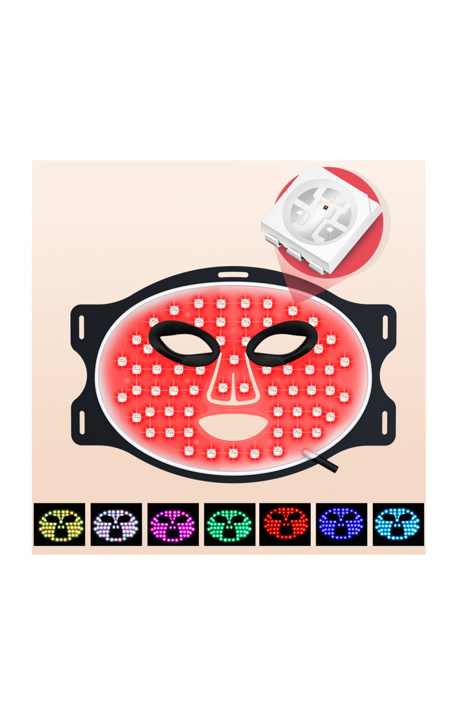 Masque luminothérapie LED - 7 couleurs  - Visage