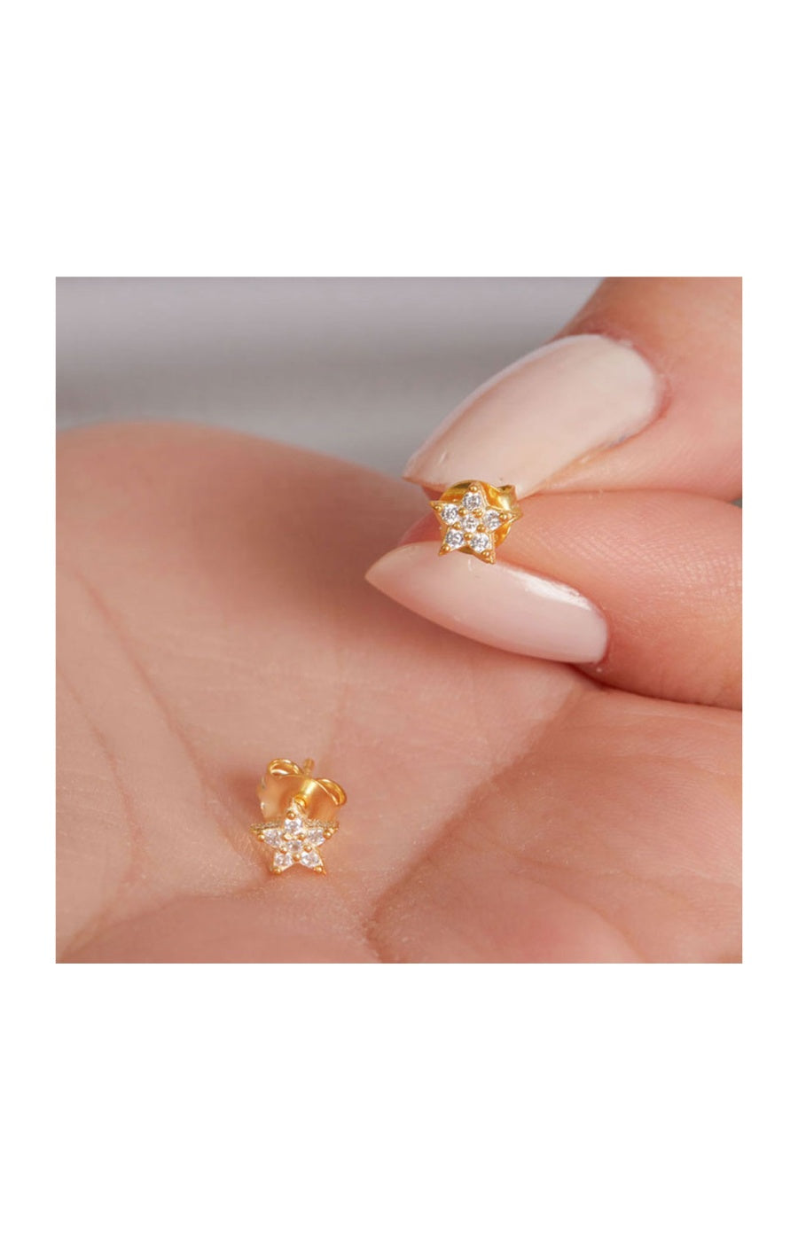 Boucles d’oreilles étoile dorée - Argent 925 plaqué or & zircon