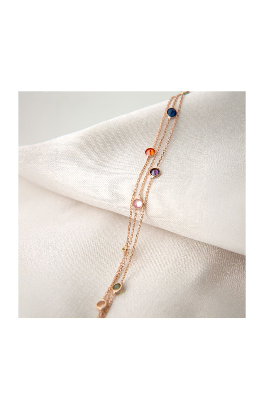 Bracelet multi-rangs doré rose - Argent 925 plaqué or rose & zircon