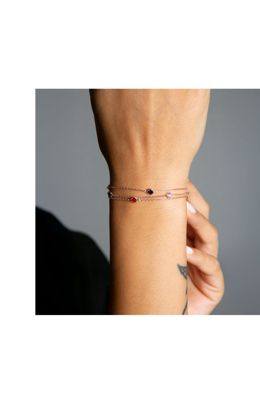 Bracelet multi-rangs doré rose - Argent 925 plaqué or rose & zircon