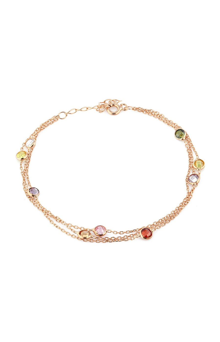 Bracelet multi-rangs doré rose - Argent 925 plaqué or rose & zircon