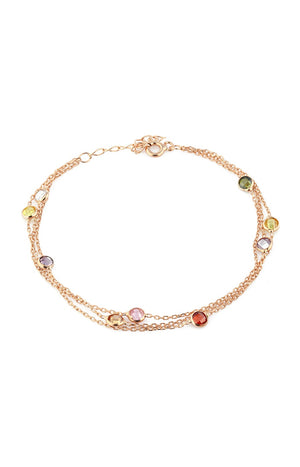 Bracelet multi-rangs doré rose - Argent 925 plaqué or rose & zircon